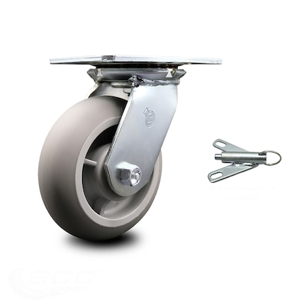 Service Caster 6 Inch Heavy Duty Thermoplastic Caster with Roller Bearing and Swivel Lock SCC SCC-35S620-TPRRD-BSL